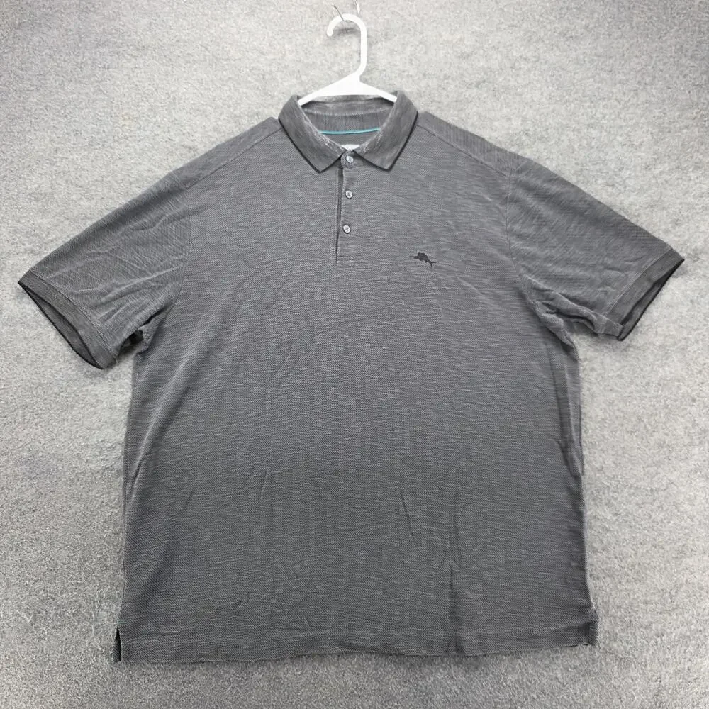 Tommy Bahama Polo Shirt Mens XL Gray Island Zone Moisture Wicking Breathable